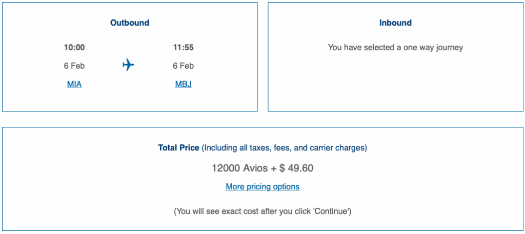 American Airlines award from MIA to MBJ bookable through British Airways.